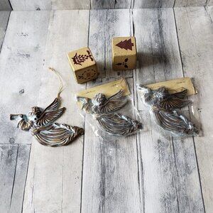 Metal Angles and Wooden Block Ornament Lot (set of 5)